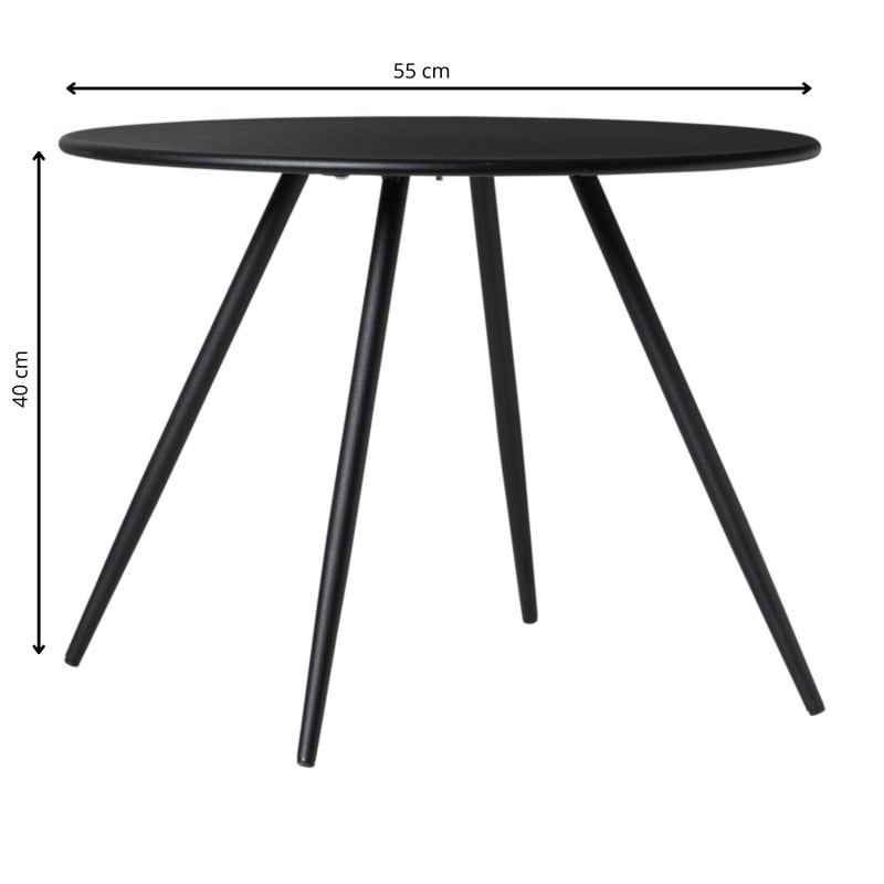 Bijzettafel Manolo laag- zwart - ø55x40 cm