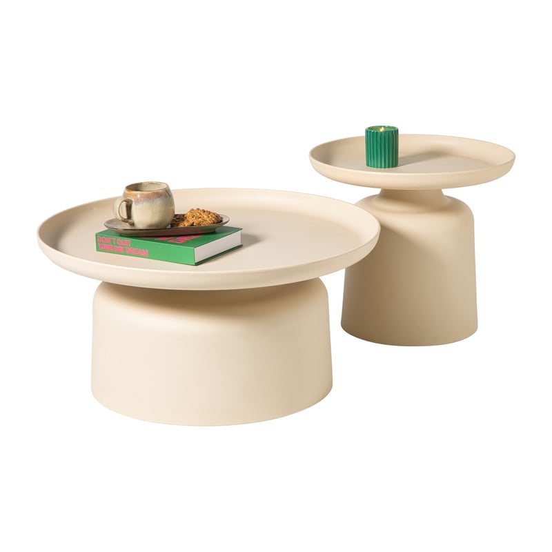 Bijzettafel Firenze hoog - beige - ø48x44 cm