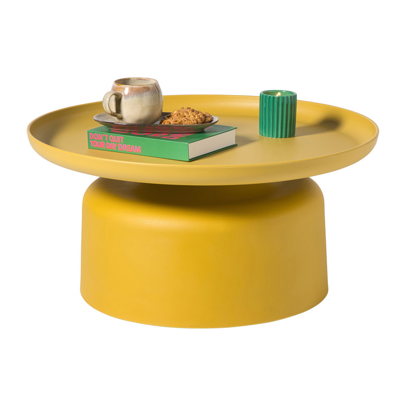 Bijzettafel Firenze laag - geel - ø72x35 cm