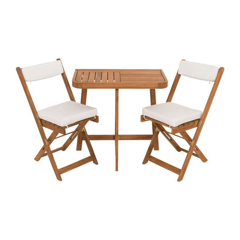 Tuinset Kreta met kussens - rechthoekig - set van 3 - bruin/wit
