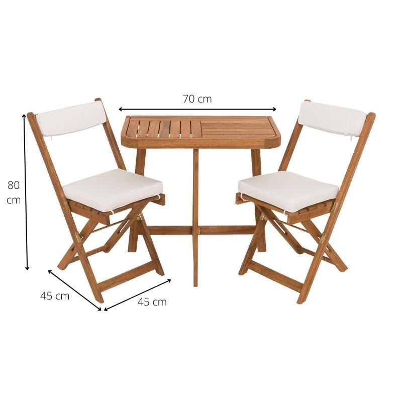 Tuinset Kreta met kussens - rechthoekig - set van 3 - bruin/wit