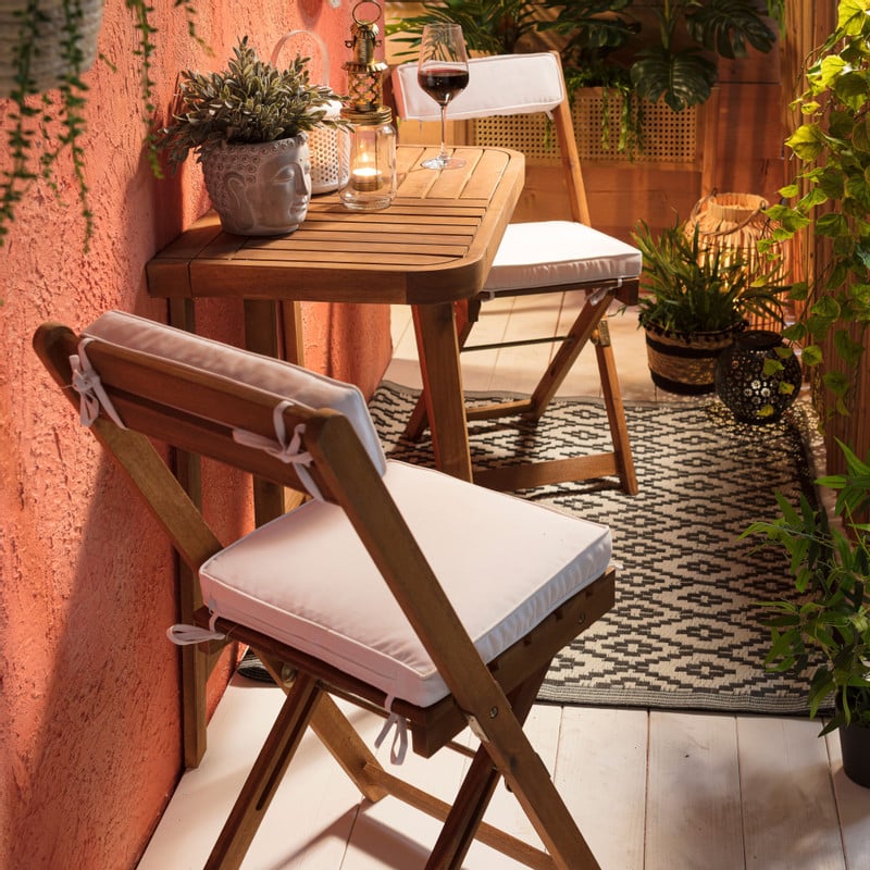 Tuinset Kreta met kussens - rechthoekig - set van 3 - bruin/wit