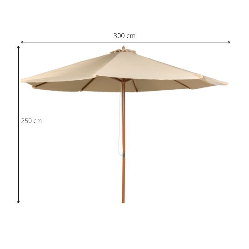 Tuinparasol naturel - hout - ⌀3 meter