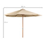 Tuinparasol naturel - hout - ⌀3 meter