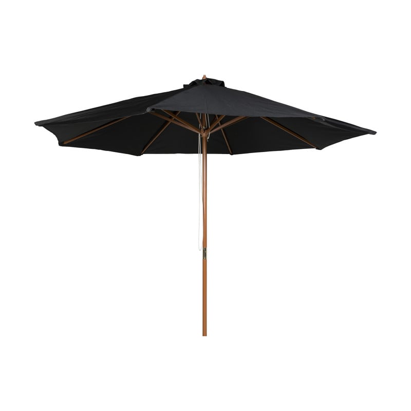 Parasol met houten stok - zwart - ⌀300x250 cm