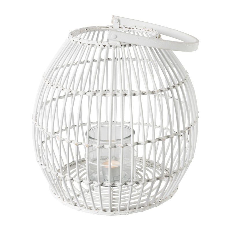 Lantaarn rotan - wit - 67x34x62 cm