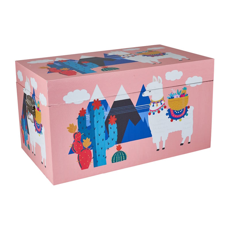 Opbergkist lama - roze - 55x32x30 cm