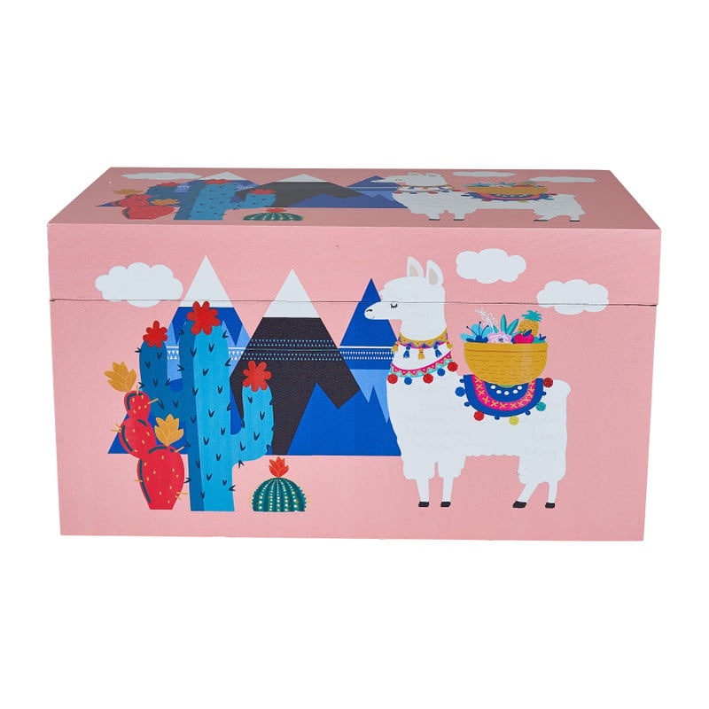 Opbergkist lama - roze - 55x32x30 cm