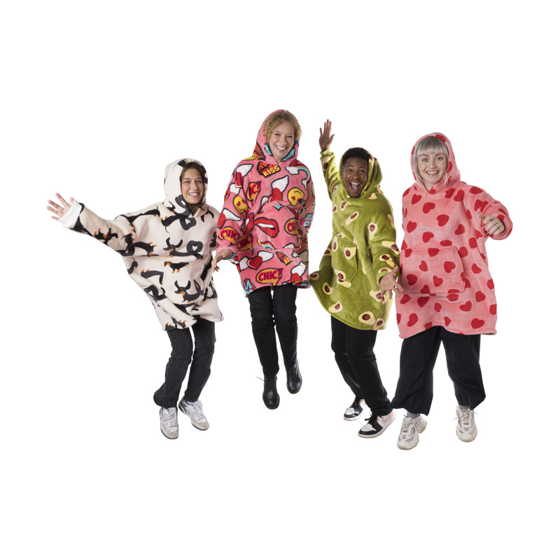 Oversized hoodie smiley/lips - one size - polyester