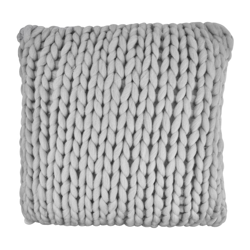 Sierkussen grof gebreid - grijs - 45x45 cm 
