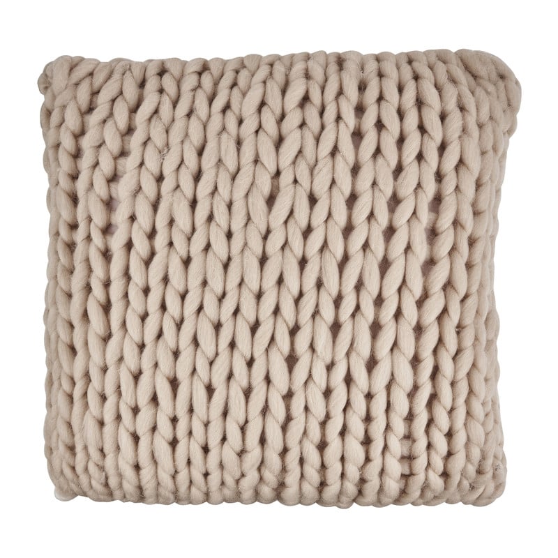 Sierkussen grof gebreid - roze - 45x45 cm 