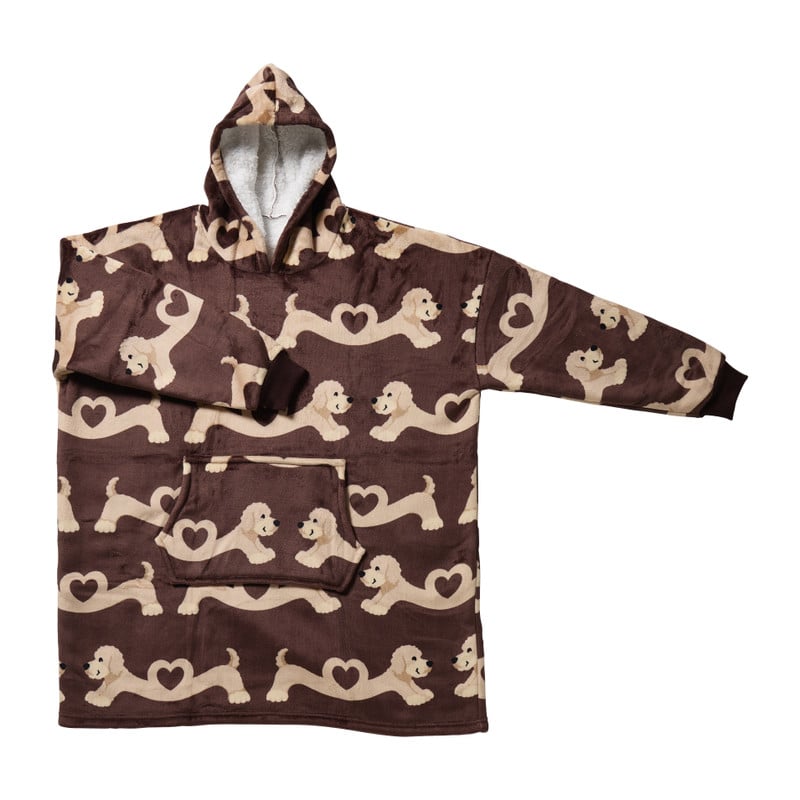 Oversized hoodie doodle - bruin - 76x90 cm