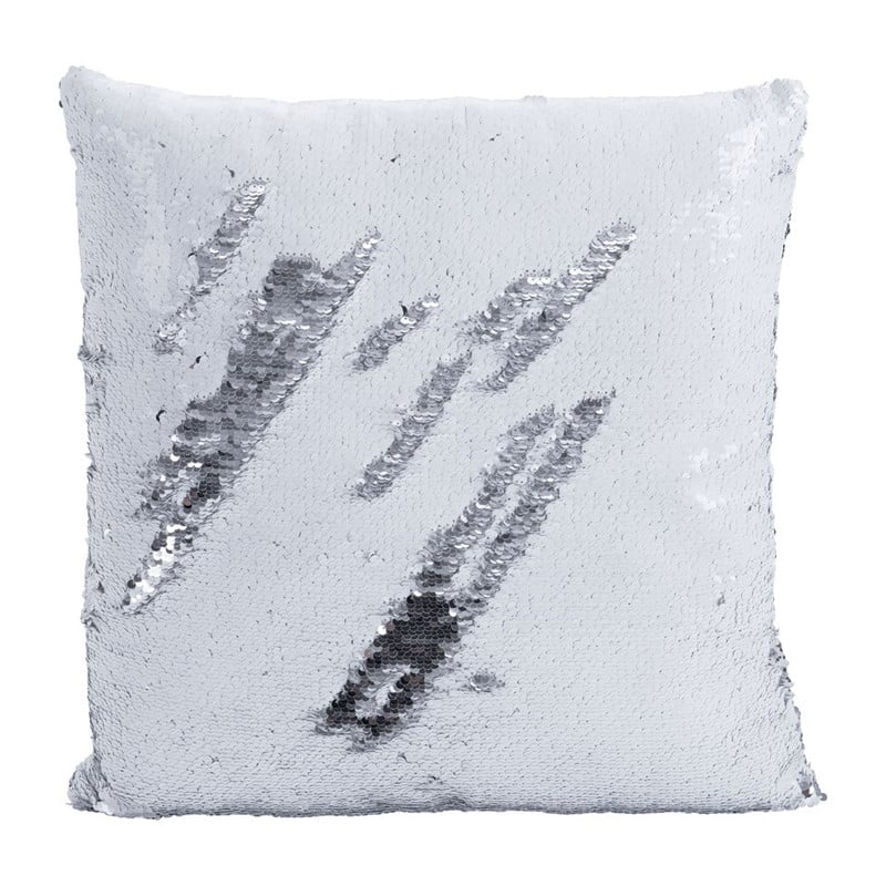 Sierkussen pailletten - wit/zilverkleurig - 43x43 cm