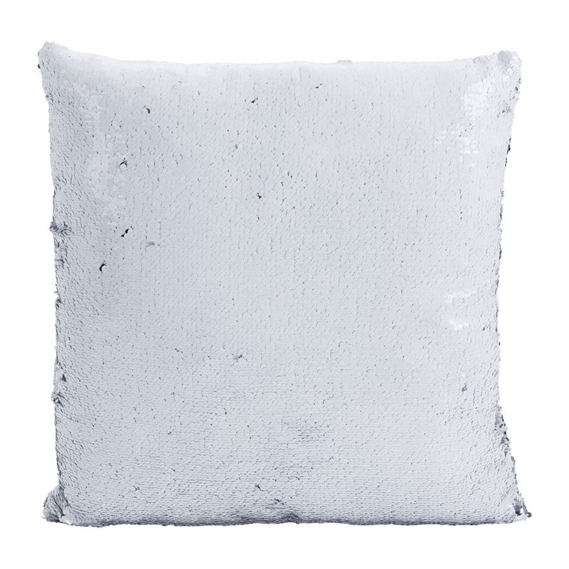 Sierkussen pailletten - wit/zilverkleurig - 43x43 cm