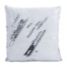 Sierkussen pailletten - wit/zilverkleurig - 43x43 cm