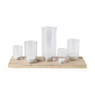 Plank met theelichthouders - 45x14x23 cm