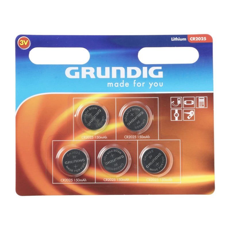 Grundig knoopcel batterijen CR2025 - set van 5
