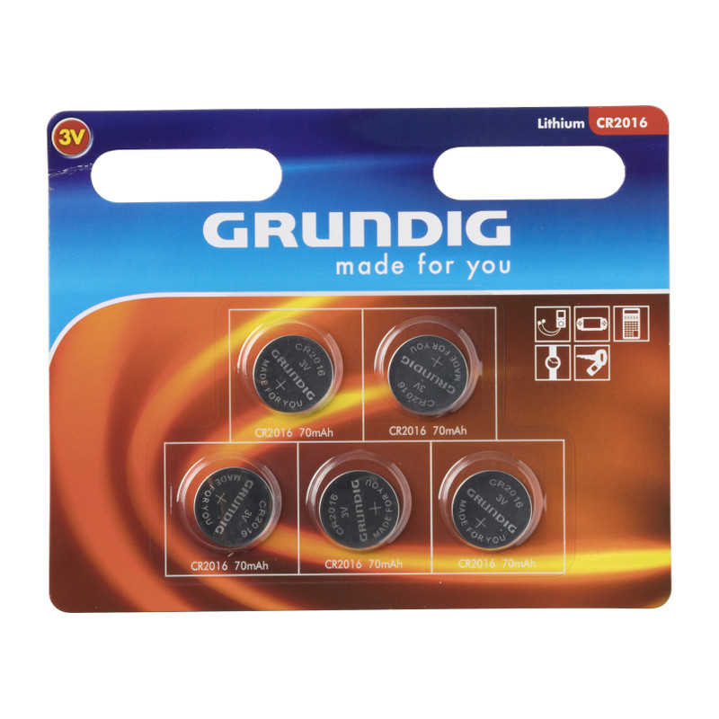 Grunding knoopcel batterijen CR2016 - set van 5