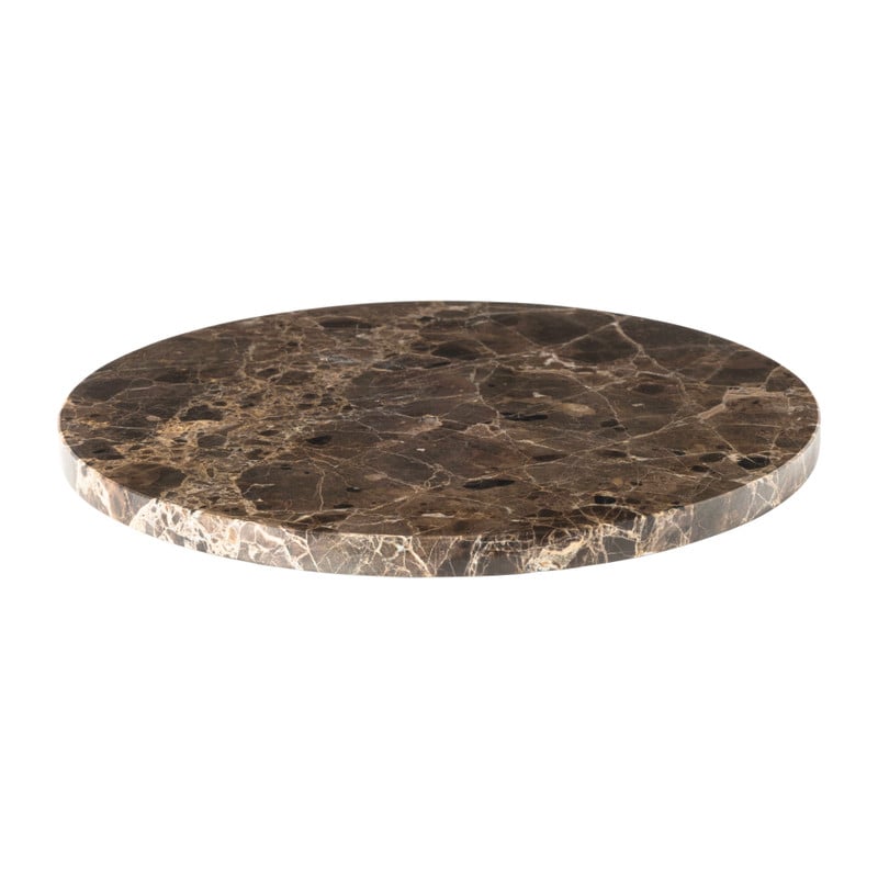 Borrelplank marmer rond - bruin - ø28x1.5 cm
