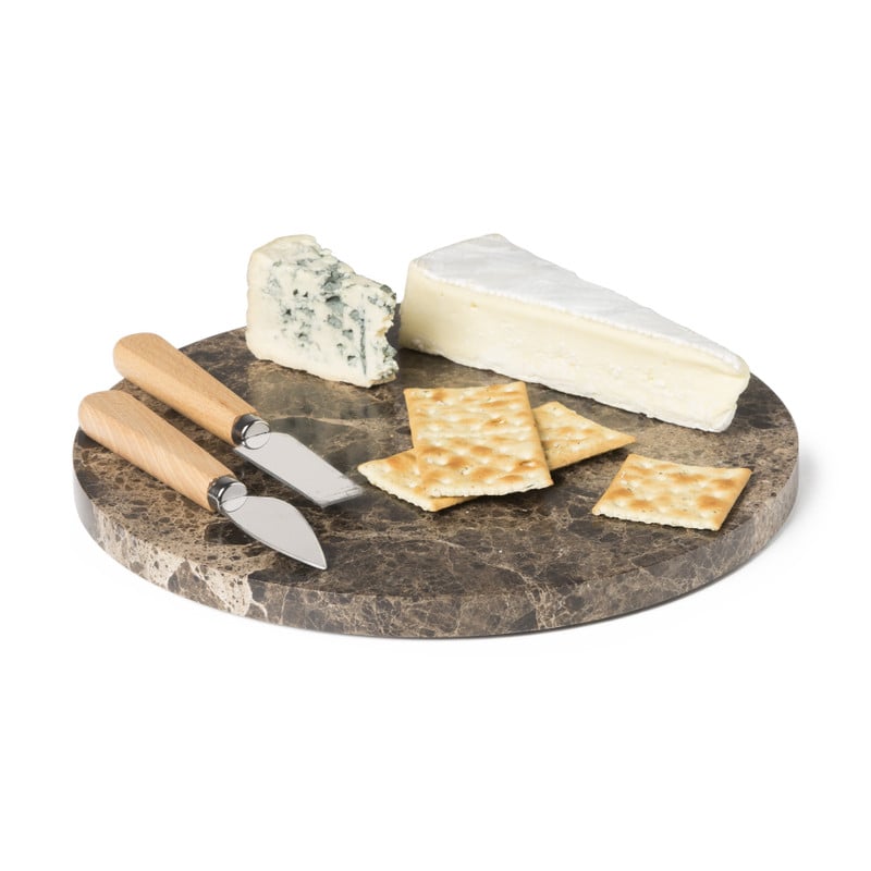 Borrelplank marmer rond - bruin - ø28x1.5 cm