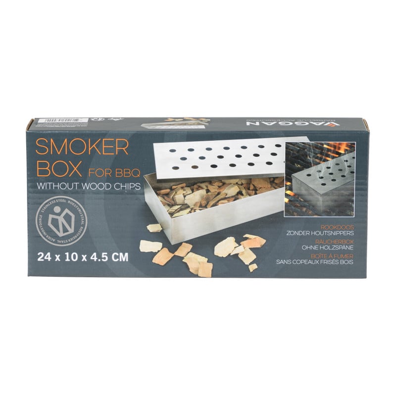 BBQ rookbox - RVS - 24x10x4,5 cm 