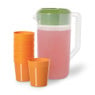 Waterkan met 6 bekers - groen/oranje