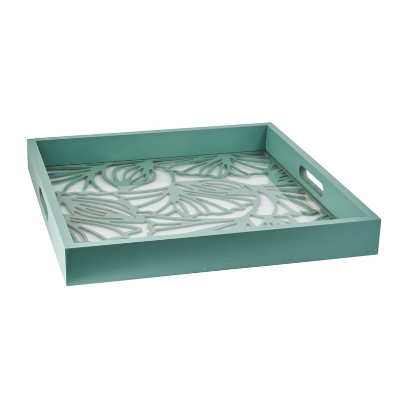 Dienblad leaves - groen - 40x40x5 cm