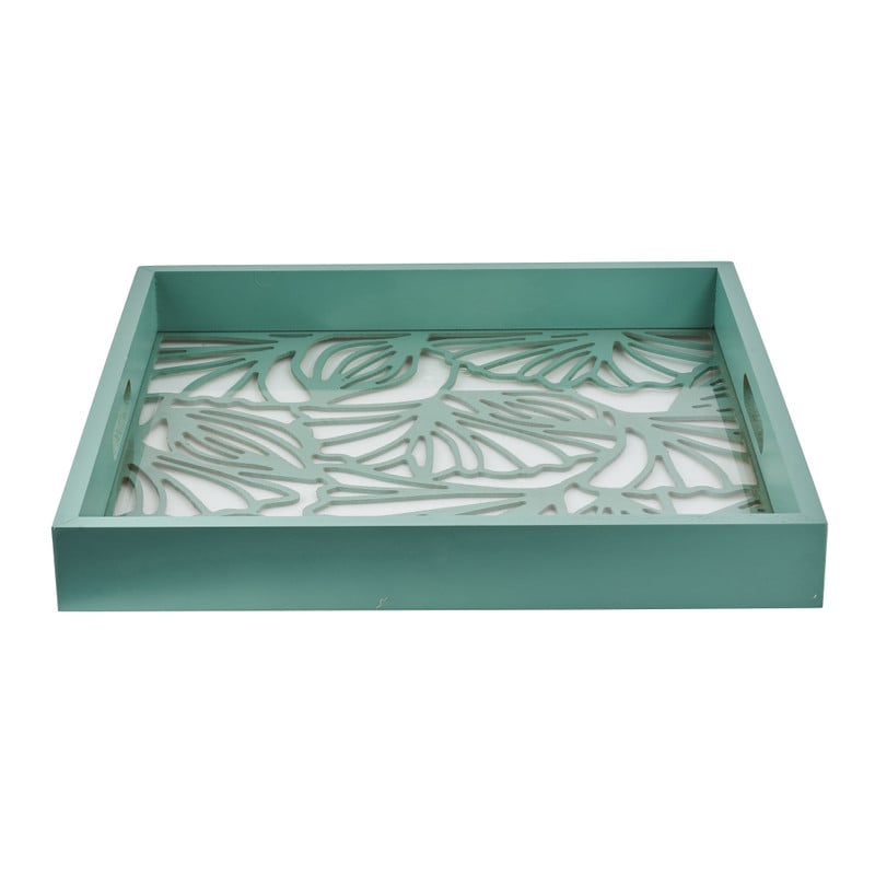 Dienblad leaves - groen - 40x40x5 cm