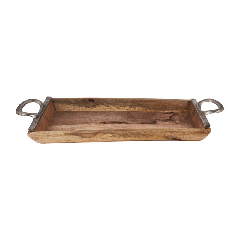Dienblad met metalen handvatten -  60x30x8 cm