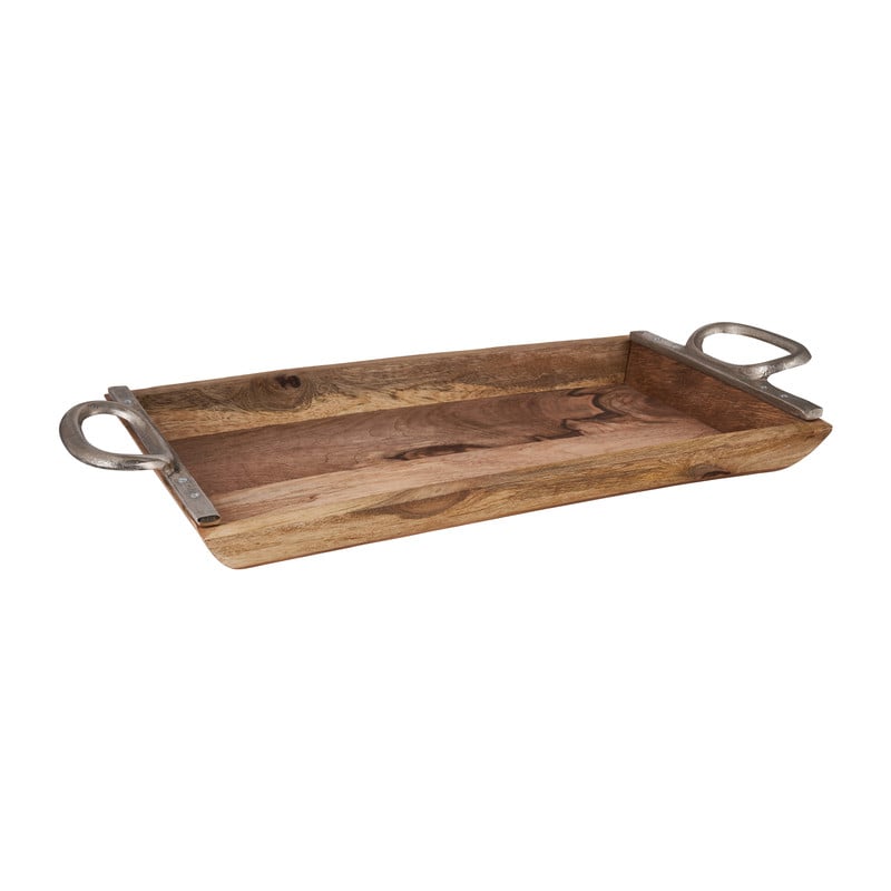 Dienblad met metalen handvatten -  60x30x8 cm