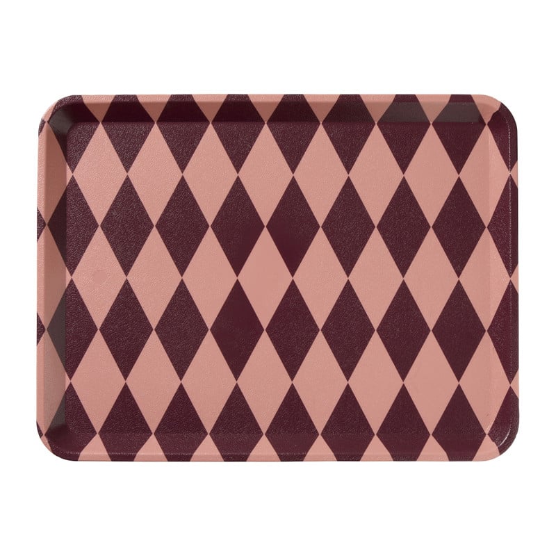 Dienblad geblokt / - roze - 40x29x2.2 cm