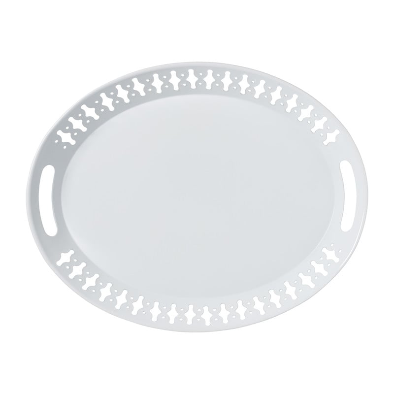 Dienblad metaal - wit - 42x33,5x4,5 cm
