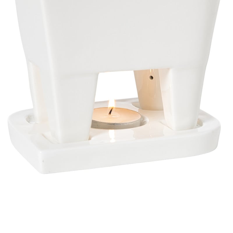 Fondue set met 4 vorken - wit - 20x12x10.5 cm