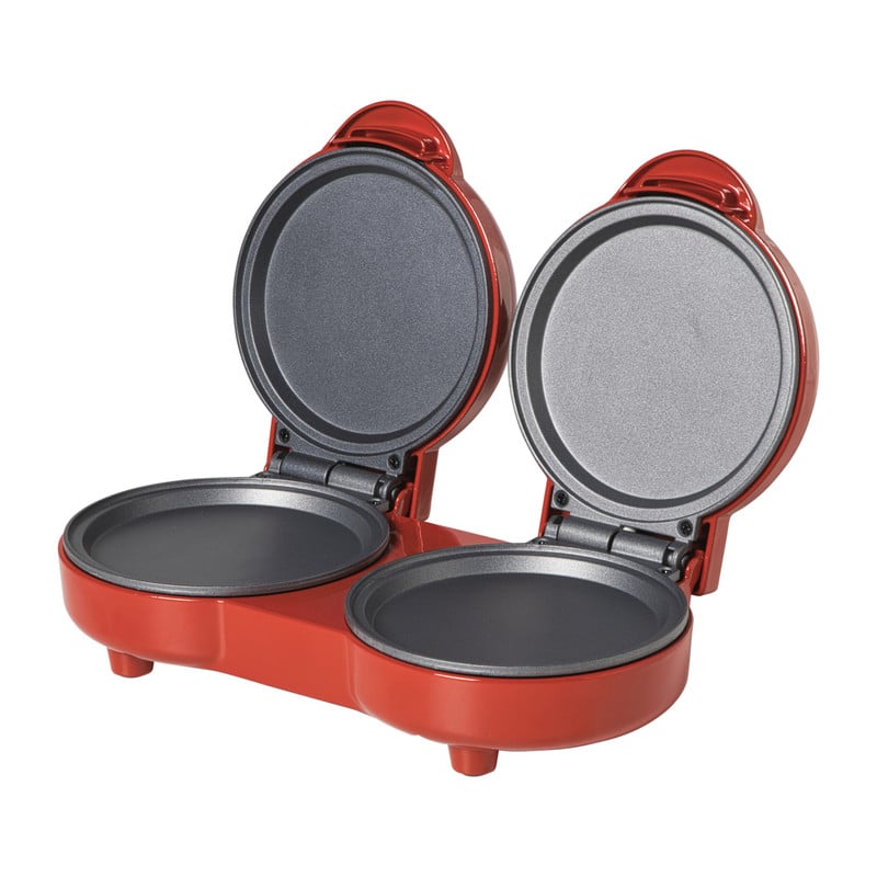 Dubbele pannenkoekenmaker - rood - 1100 watt