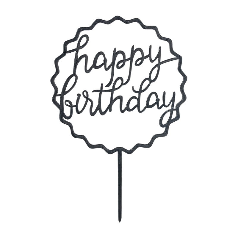 Tasty Me cake topper - Happy Birthday - zwart