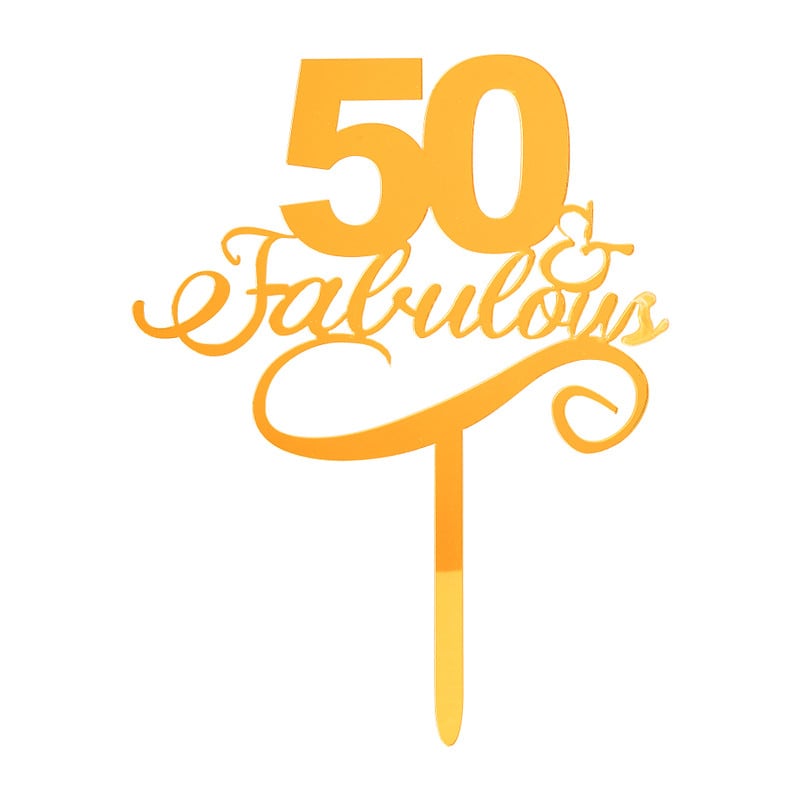 Tasty Me cake topper - 50 & fabulous - goud