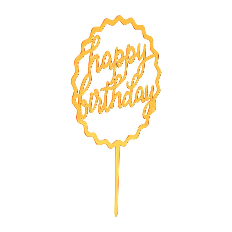 Tasty Me cake topper - Happy Birthday - goudkleurig