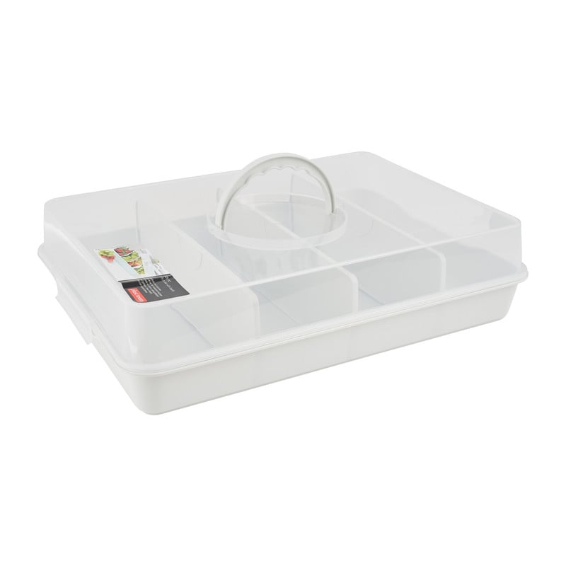 Party tray met deksel - wit - 38x28x10 cm