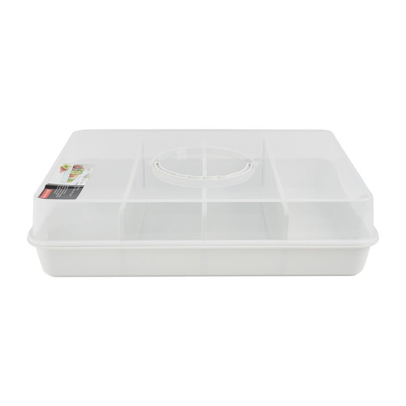 Party tray met deksel - wit - 38x28x10 cm