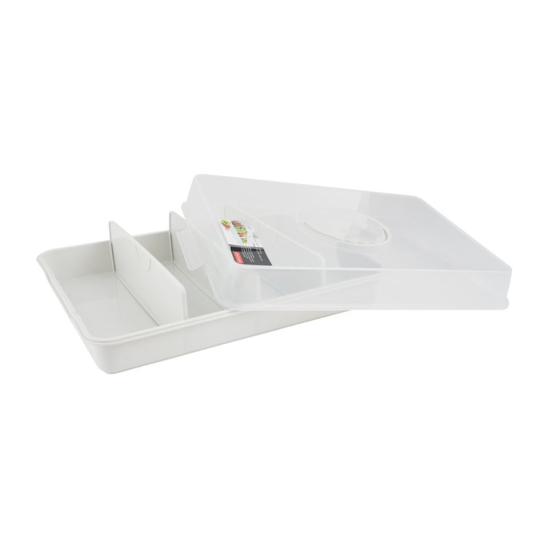 Party tray met deksel - wit - 38x28x10 cm