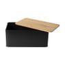 Broodtrommel met plank - zwart - 31x17x14 cm 