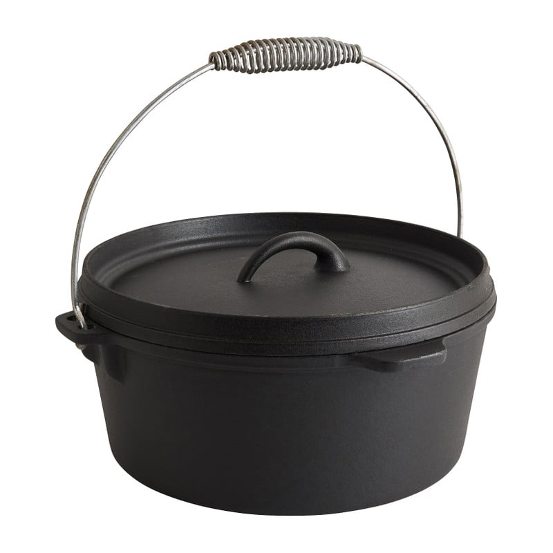 Gietijzeren pan met deksel - zwart - 4.25 liter