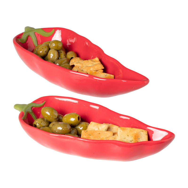 Schaal peper groot - rood - 4.5x28x11 cm