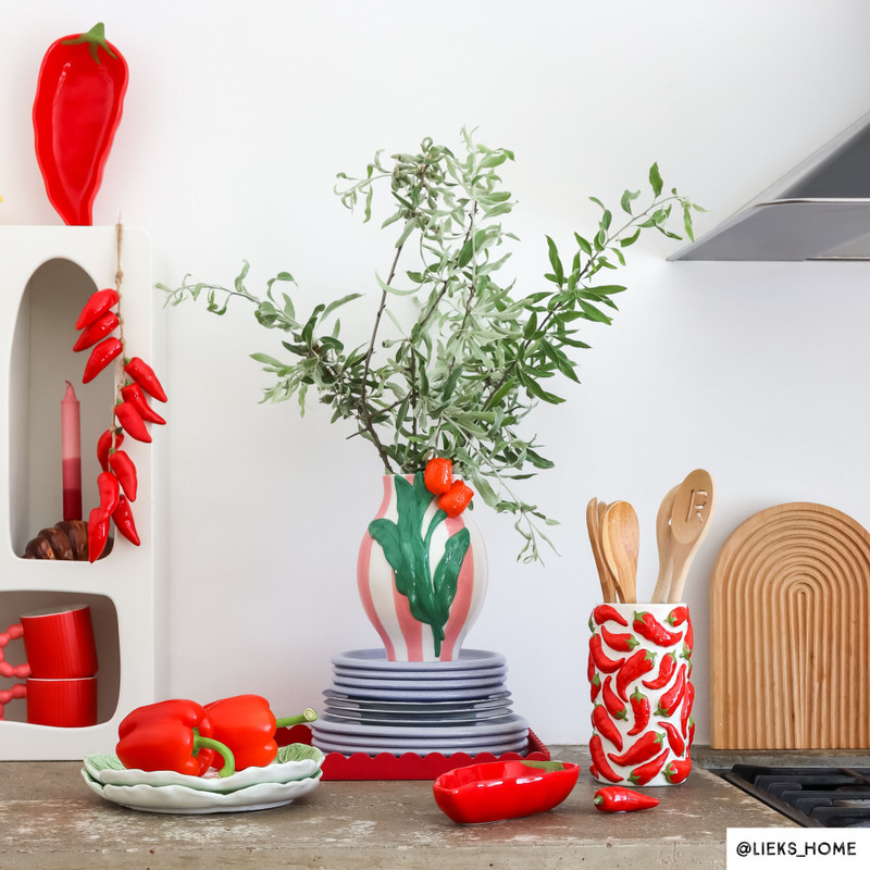Schaal peper groot - rood - 4.5x28x11 cm