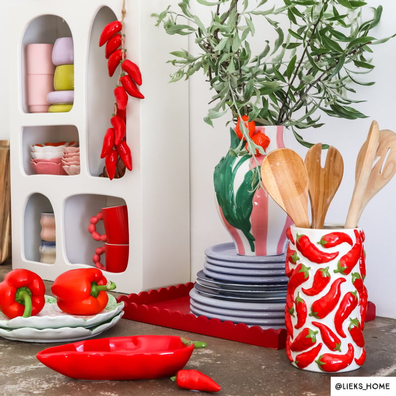 Schaal peper klein - rood - 4.5x23.5x10.3 cm