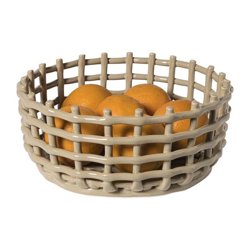 Mand keramiek groot - beige - ø26x11.5 cm