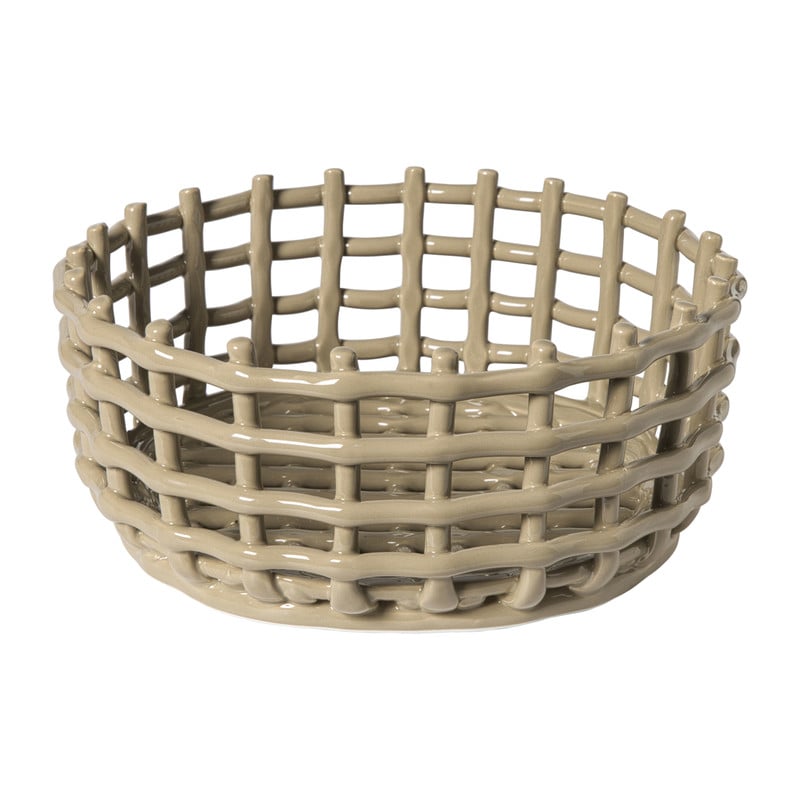 Mand keramiek groot - beige - ø26x11.5 cm