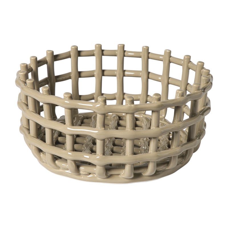 Mand keramiek klein - beige - ø13.5x17 cm