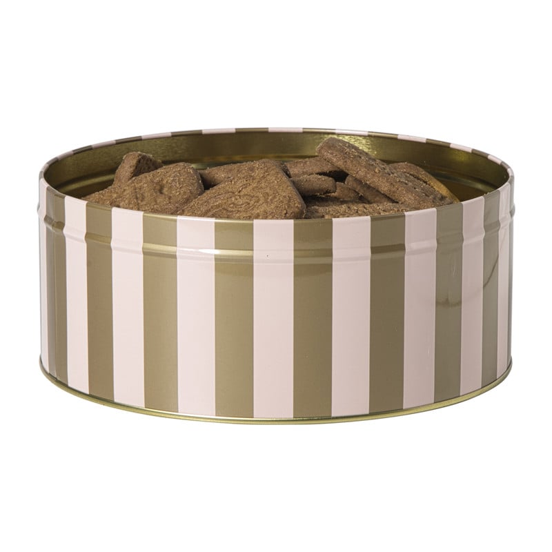 Koektrommel streep - roze/goudkleurig - ø19.6 cm