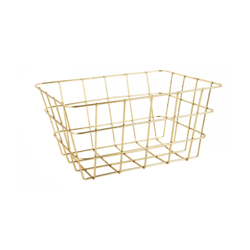 Mandje metaaldraad - 24x18x12 cm - goudkleurig